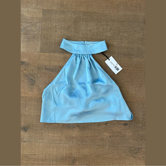 weworewhat blue halter satin crop top backless new nwt - Picture 2 of 6